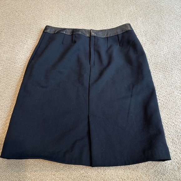 H Hilfiger Skirt Wool Blend Career Leather Accents Office Siren Minimal Size 8 - Picture 9 of 11